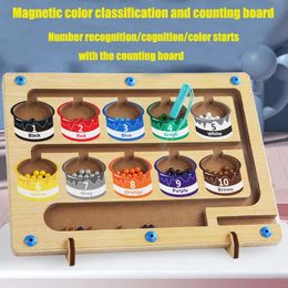 Children Montessori Toy Magnetic Pen Moving Ball Game Colour Sorting Counting Board Fine Motor Training Sensory Educational Toys 240105