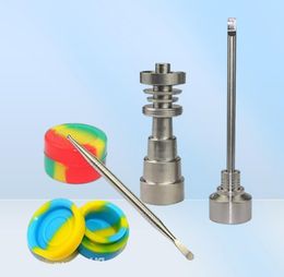 Whole GR2 Titanium Carb Cap with flat tip dabber Titanium nail 1418mm set silicone jar8390282