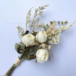 Decorative Flowers Silk Rose Artificial For Home Wedding Decoration Bedroom Centerpiece Table Arrange Bride Holding Bouquet