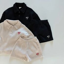Preschool Children's Wear Korea Spring Baby Set Boys and Girls Striped ShortsLong Sleeve Top Two Piece Set 240105