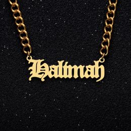 Custom Name Necklace Old English Ladies Hip Hop Accessories Stainless Steel 240106