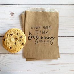 Gift Wrap 25pcs LINED Wedding Favor Bags For Guests - Cookie Candy Dessert Donut A Sweet Ending To