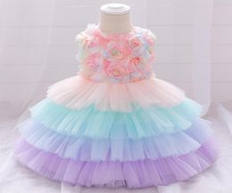 2021 Natal Pétala Criança Infantil Primeiro Aniversário Vestido Para Bebê Menina Roupas Bolo Tutu Vestido Princesa Vestidos de Festa E Casamento F6126850