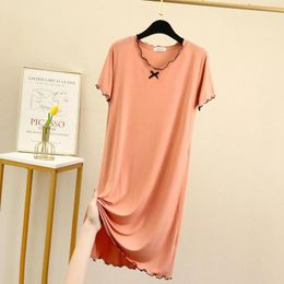 Women's Sleepwear Summer Modal Nightwear Homewear Nightdress Loose Plus Pyjamas Sleepshirt Size Women Sleeve Casual Short Nightgowns Cotton