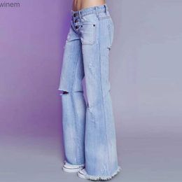 Women's Jeans Ripped Denim Jeans Women Boot Cut Flared Pants Wide Leg Trousers Bell Bottom Distressed Teenage Girl Chic Streetwear ClothingL240105