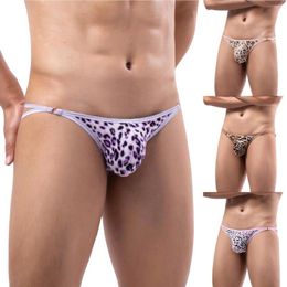 Underpants Men'S Sexy Briefs Underpant Low Waist Leopard Print U-Convex Double Thin Edge Underwear Lounge Home