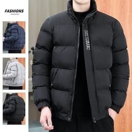 Men Winter Casual Padded Down Jacket Mens Outwear Coats Solid Stand Collar Male Windbreak Cotton Thick Warm Tops Parka Jackets 240106