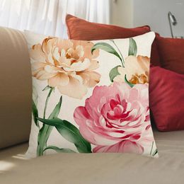 Pillow Summer Flower Themed Case Living Room Sofa Bedroom Decoration Pillowcase Square Linen Cover
