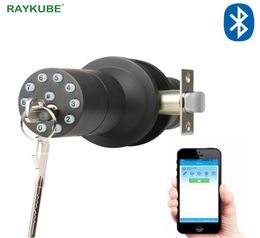 RAYKUBE Knob Digital Code Electronic Door Lock Bluetooth APP Password Keyless Opeing Enter Smart Live Waterproof IP65 Y2004077415244