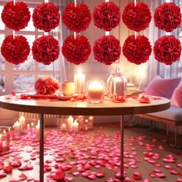 Decorative Flowers 1Pc Red Artificial Flower Ball Plastic Stage Wedding Big Simulation Party Hanging Ornaments