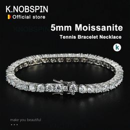 KNOBSPIN 5mm Tennis Bracelet Necklace For Women 925 Sterling Silver D VVS1 Lab Diamond with GRA Certificate Jewellery 240105