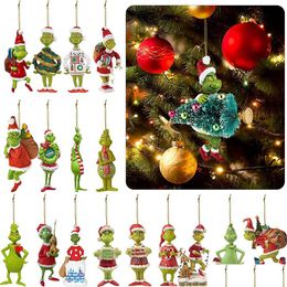 Christmas Decorations Christmas Green Elf Doll With Hat Red Hair Monster Xmas Merry Tree Pendant Home Decors Happy New Year Drop Deliv Dhoio