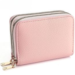 Women's double zippered wallet with fashionable short credit card clip and large capacity 240106