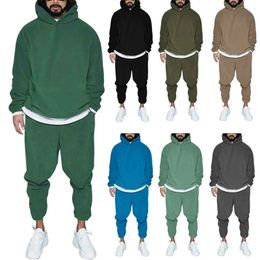 Men's Tracksuit Jogger Sportswear Casual Sweatershirts Sweatpants Streetwear Pullover Solid Colour Fleece Hoodies Sports Suit 240106