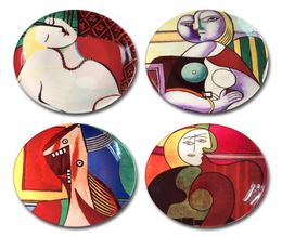 New Picasso Famous Oil Painting Decorative Plate Spanish Abstract Wall Hanging Craft Dish Home el Decor Whole 6 Inch6524240