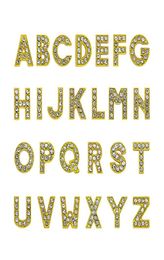 1300pcslot AZ Gold color full rhinestone Slide letter 8mm diy charms alphabet fit for 8MM leather wristband keychains8738699