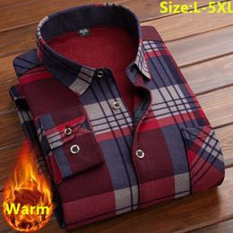 Men's Casual Shirts Large Size 5XL Autumn Winter Thicker Fleece Warm Man Business Office Tops Fashion Clothing