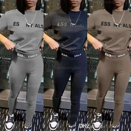 Designer Womens Tracksuits Silm Pants Suit Two Pieces Jogger Set 2023 New Letters Printed Short Sleeve Tights Sweatsuits 6 Colours ventilate