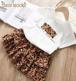 Bear Leader Kids Girls Clothing 2020 New Summer Girls Leopard Clothes Fashion Tshirt and Layered Dress 2pcs Clothing Sets 37Y1625258