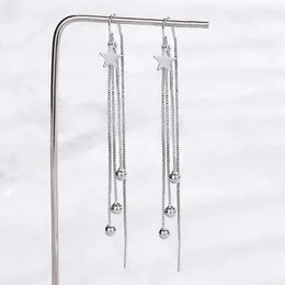 Stud Earrings Long Tassel Star Drop For Women Silver Colour Temperament Thread Chain Straight Hanging Girls Party Gift