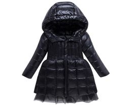 2020 Girl039s Down Coat Children Princess Dress Stitching Lace Thick Winter White Duck Down Jackets Kids Hooded Warm Slim Parka5192582