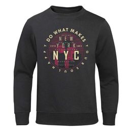 Men's Hoodies Sweatshirts Do What Makes Your Soul Happy New York Estd 1983 Hoodies Mens Novelty Soft Top Funny O-Neck Tops Sport Loose Sweatshirt For Men