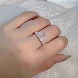 Band Rings Hot Selling Fancy Crown Women Ring Best Anniversary Girl Gift Elegant Female Dance Party Trendy Jewellery Rings WholesaleL240105