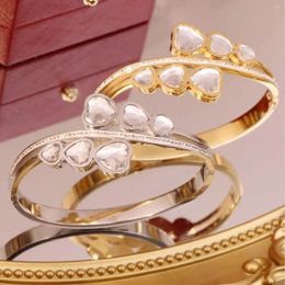 Bangle Bangle Luxurious And Sweet Multiheart Gemstone Diamond Set Stainless Steel Women's Bracelet Party Accessory