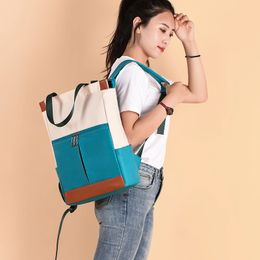Oxford Water Repellent Women Backpack Large Capacity School Girl Laptop Books Shoulder Bags Contrast Color Female Travel Satchel 240106