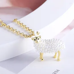 Pendant Necklaces European And American Creative Fun Cute Lamb Pearl Fashion Japanese Korean Ladies Long Necklace