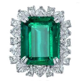 Cluster Rings 925 Sterling Silver 9 CT Emerald High Carbon Diamonds Gemstone Anniversary Vintage Ring For Women Fine Jewellery Gifts