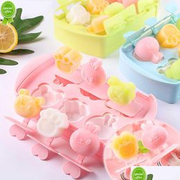 Ice Cream Tools Cartoon Popsicle Mould Cube Maker Tray Mod For Party Bar Kitchen Pop Drop Delivery Home Garden Dining Dhmnd