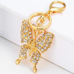 Keychains 2024 Korean Fashion Butterfly Pave Zircon Keychain Bag Car Key Chain Pendant Tiny Exquisite Accessories