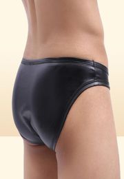 Underpants Mens Sexy Underwear Faux Leather Brief Penis Bulge Pouch Plus Size Mesh Erotic Temptation Thongs Bikini Shorts9369395