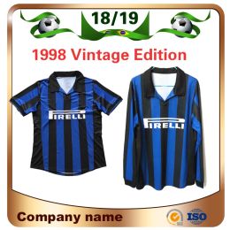 1998 Milan Ireland retro soccer jersey 1998/1999 home 10 BAGGIO 9 RONALDO Soccer shirt Long sleeve football uniform Thai Shirt