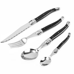8inch Laguiole Steak Forks Stainless Steel Black Dinner Knife Table Spoon Teaspoon Cutlery Restaurant Kitchen Dinnerware 2-10pcs 240106