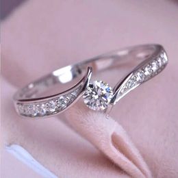 Band Rings Huitan Minimalist Engagement Wedding Rings for Women Round Cubic Zirconia Simple Elegant Female Accessories 2022 Fashion JewelryL240105