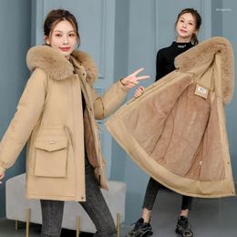 Women's Trench Coats 2024 Winter Jacket Thicken Cotton Warm Puffer Coat Women Casual Parkas Clothes With Lining Fur Collar Hooded Loose