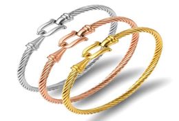 Fashion Jewellery Rose gold Silver Colour Cuff Bracelets Charm Stainless Steel Thin Cable Wire Pulseira Jewellery Bracelets For Women6771757