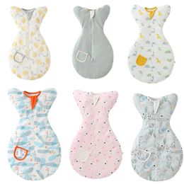 09M born Baby Girl Boy AntiStartle Sleeping Bag Cotton Baby Wrap Receiving Swaddling Blanket Infant Sleepsacks 240105