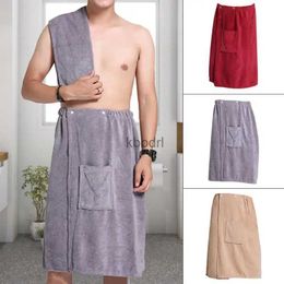 Bath Towel Bath Towel For Men Wearable Shower Robe With Pocket Super Absorbent Hemming Lanyard Design With Embroidery Soft And Comfort YQ240106