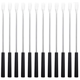 Forks 12 Pcs Chocolate Fondue Fork Skewer Fruit Pick Mini Metal Bbq Stainless Steel Indoor