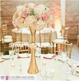 Decoration New style gold/Silver Flower Vase Trumpet Shape Wedding Table Centerpiece Event Road Lead Flower Vase best0056