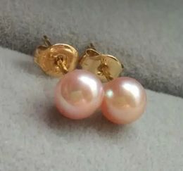 AAAAA 78mm Round Natural SOUTH SEA PINK Pearl Earrings 14k Gold 240106