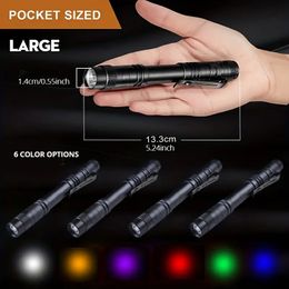 1pc Multi-Color LED Pocket Pen Light Flashlight with Clip - Perfect for Work, Repair, Outdoor Activities, and More - Includes 2 AAA Batteries