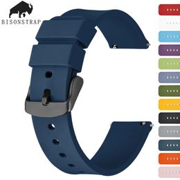 BISONSTRAP Silicone Watch Strap for Men Women 14mm 18mm 22mm 24mm waterproof Sports Band Quick Release accessories 240106