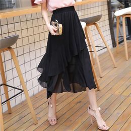 Skirts Women's Irregular A Line Skirt Chiffon Midi Rainbow For Women Vintage Womens Leather