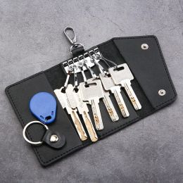 Car Keychain Genuine Leather Men Key Holder Organiser Pouch Cow Split Car Key Wallet Housekeeper Key Case Mini Card Bag Wallet