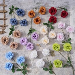 3 Diamond Rose Wedding Living Room Decoration Road Lead Rose Bouquet Photography Props Fake Flower Home KK