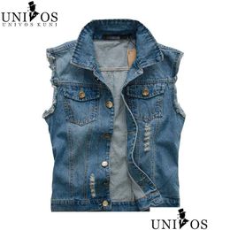 Men'S Vests Wholesale- Mens Jean Denim Vest Light Color Waistcoat Men Slim Fit Sleeveless Jacket Fashion Brand Jeans Z2311 Drop Deli Dheb7